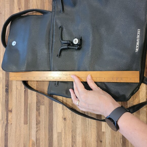 Victoria Secret Black Faux Leather Backpack - Picture 5 of 12